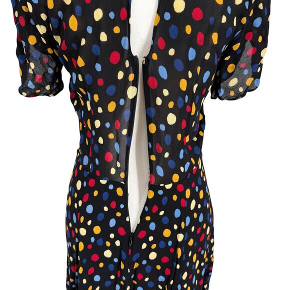 Reformation Violette Fiesta Mini Dress Polka Dot Colorful Fit & Flare Size 12 - Picture 7 of 9